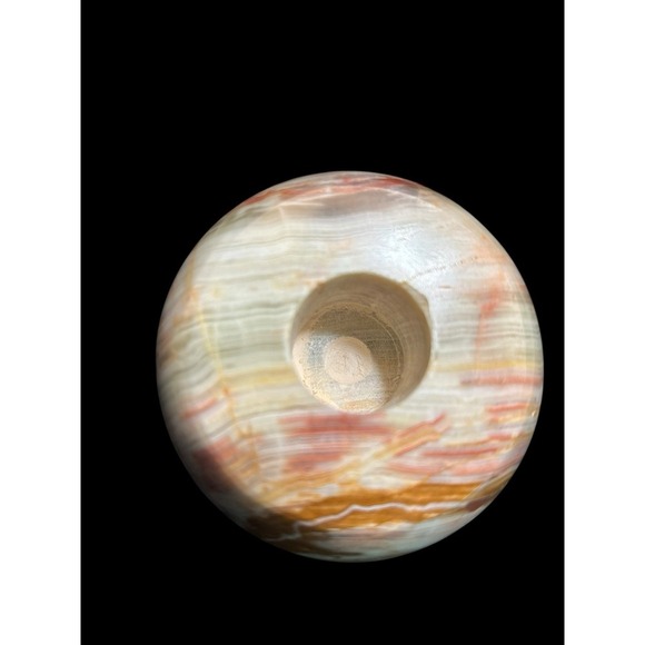 Vintage Onyx Candle Holder Cream/Brown/White Beautiful Unique Yea Candle Holder - Picture 8 of 8